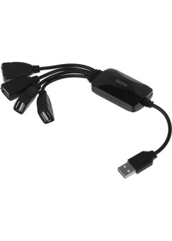 Разветвитель USB 2.0 Buro BU-HUB4-0.3-U2.0-Splitter 4порт. черный