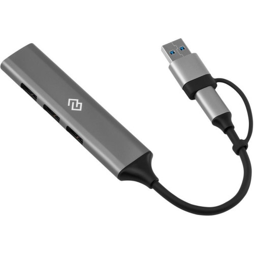 Разветвитель USB-C + USB-A Digma DHUB-4USB-AC-3.0 4порт. серебристый