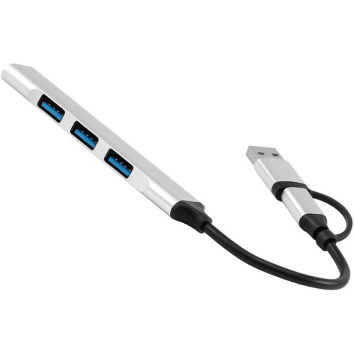 Разветвитель USB-C + USB-A Digma DHUB-4USB-AC-2.0 4порт. серебристый