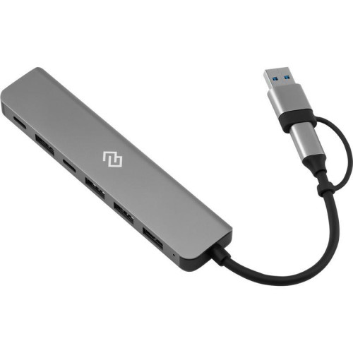 Разветвитель USB-C + USB-A Digma DHUB-7USB-AC 7порт. серебристый
