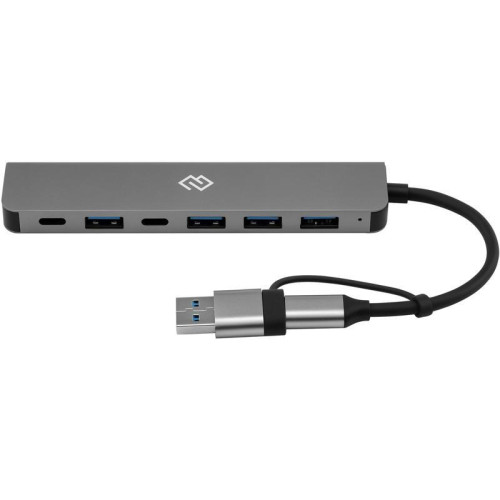 Разветвитель USB-C + USB-A Digma DHUB-7USB-AC 7порт. серебристый