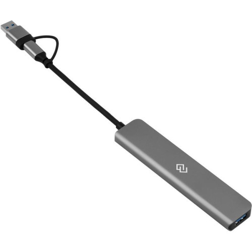 Разветвитель USB-C + USB-A Digma DHUB-7USB-AC 7порт. серебристый