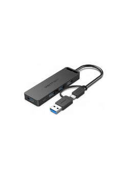 Концентратор Vention OTG USB-C+USB 3.0 / 4xUSB 3.0 порта Черный - 0.15м.