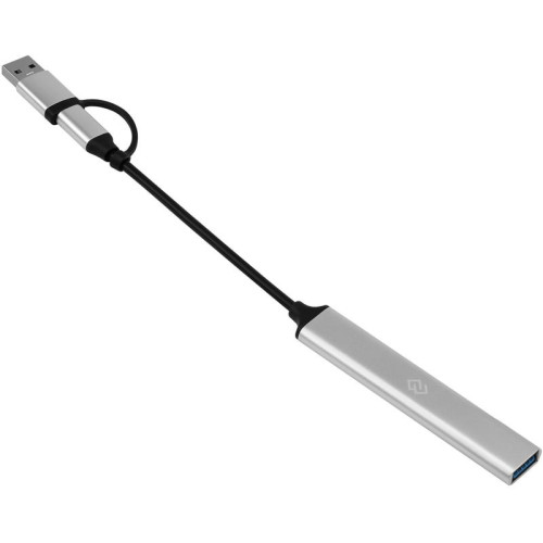 Разветвитель USB-C + USB-A Digma DHUB-4USB-AC-2.0 4порт. серебристый