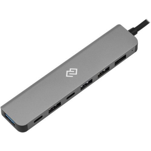 Разветвитель USB-C + USB-A Digma DHUB-7USB-AC 7порт. серебристый
