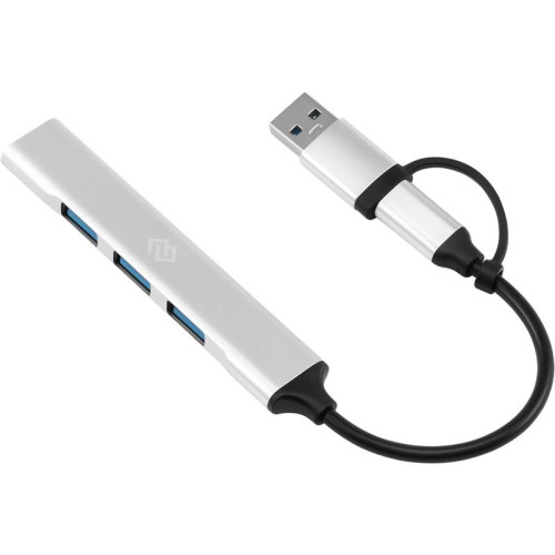 Разветвитель USB-C + USB-A Digma DHUB-4USB-AC-2.0 4порт. серебристый
