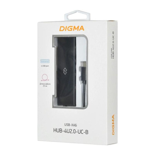Разветвитель USB-C Digma HUB-4U2.0-UC-B 4порт. черный