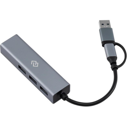 Разветвитель USB-C + USB-A Digma DHUB-LAN-4port 4порт. серебристый Разветвитель USB-C + USB-A Digma DHUB-LAN-4port 4порт. серебристый