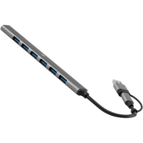 Разветвитель USB-C + USB-A Digma DHUB-7USB-AC-2.0 7порт. серебристый
