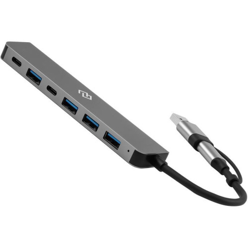 Разветвитель USB-C + USB-A Digma DHUB-7USB-AC 7порт. серебристый