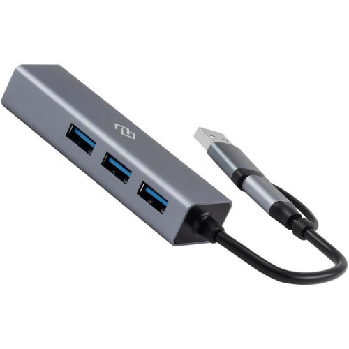 Разветвитель USB-C + USB-A Digma DHUB-LAN-4port 4порт. серебристый Разветвитель USB-C + USB-A Digma DHUB-LAN-4port 4порт. серебристый
