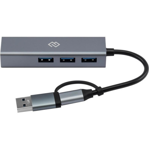 Разветвитель USB-C + USB-A Digma DHUB-LAN-4port 4порт. серебристый Разветвитель USB-C + USB-A Digma DHUB-LAN-4port 4порт. серебристый