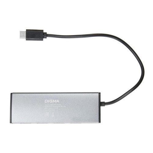 Разветвитель USB-C Digma HUB-4U2.0-UC-DS 4порт. серебристый