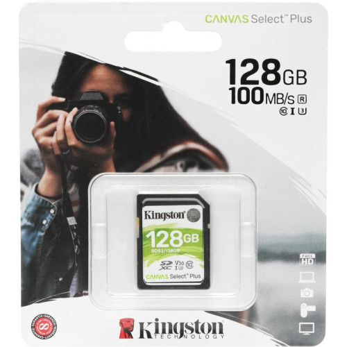 Флеш карта SDXC 128GB Kingston SDS2/128GB Canvas Select Plus w/o adapter