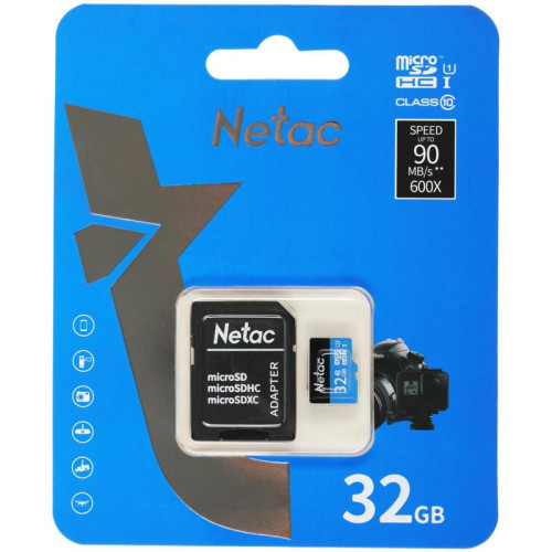 Флеш карта microSDHC 32GB Netac NT02P500STN-032G-R P500 + adapter
