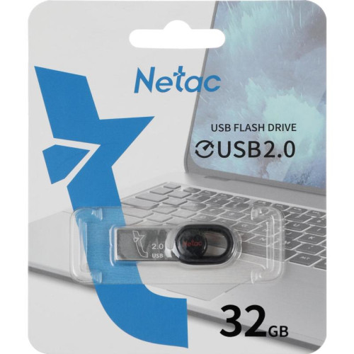 Флеш Диск Netac 32Gb UM2 NT03UM2N-032G-20BK USB2.0 серебристый/черный