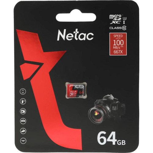 Флеш карта microSDXC 64GB Netac NT02P500PRO-064G-S P500 Extreme Pro w/o adapter