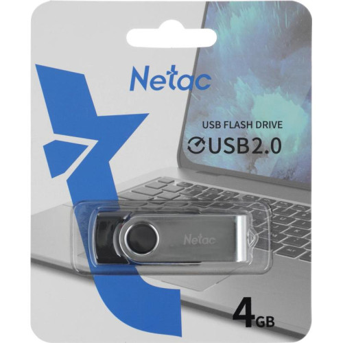 Флеш Диск Netac 4GB U505 NT03U505N-004G-20BK USB2.0 черный/серебристый