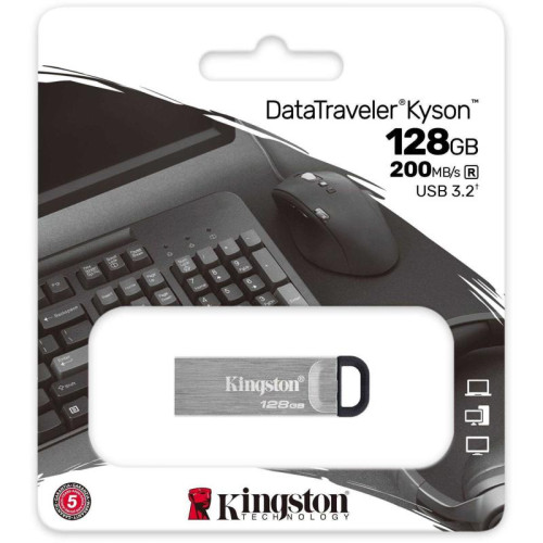 Флеш Диск Kingston 128GB DataTraveler Kyson DTKN/128GB USB3.2 серебристый/черный