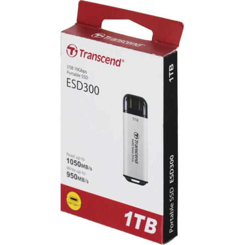 Накопитель SSD Transcend USB-C 1TB TS1TESD300S ESD300 серебристый
