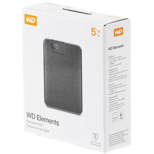 Жесткий диск WD USB 3.0 5Tb WDBU6Y0050BBK-WESN Elements Portable (5400rpm) 2.5