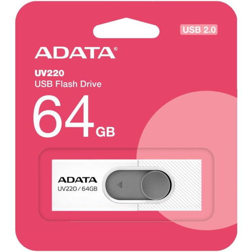 Флеш Диск A-Data 64Gb UV220 AUV220-64G-RWHGY USB2.0 белый/серый