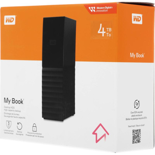 Жесткий диск WD Original USB 3.0 4Tb WDBBGB0040HBK-EESN My Book 3.5
