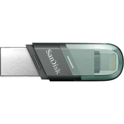 Флеш Диск Sandisk 128Gb iXpand Flip SDIX90N-128G-GN6NE USB3.1 зеленый/серебристый
