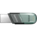 Флеш Диск Sandisk 128Gb iXpand Flip SDIX90N-128G-GN6NE USB3.1 зеленый/серебристый