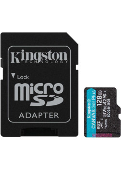Карта памяти Kingston  128GB microSDXC Canvas Go Plus Gen4 200MB/s A2 U3 V30 Card + ADP/ Kingston 128GB microSDXC Canvas Go Plus Gen4 200MB/s A2 U3 V30 Card + ADP