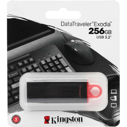 Флеш Диск Kingston 256Gb DataTraveler Exodia DTX/256GB USB3.0 черный/красный