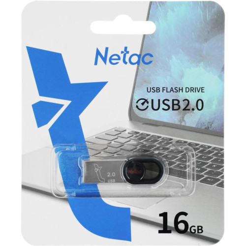 Флеш Диск Netac 16Gb UM2 NT03UM2N-016G-20BK USB2.0 серебристый/черный