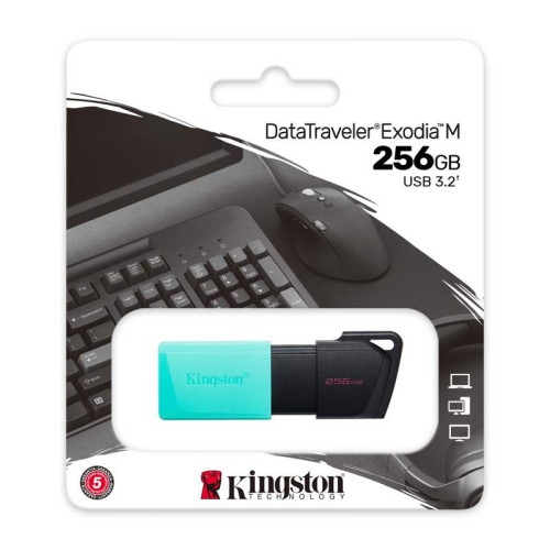 Флэш USB Kingston 256GB USB 3.2 Gen 1 DataTraveler Exodia M (Black + Teal)/ Kingston 256GB USB 3.2 Gen 1 DataTraveler Exodia M (Black + Teal)