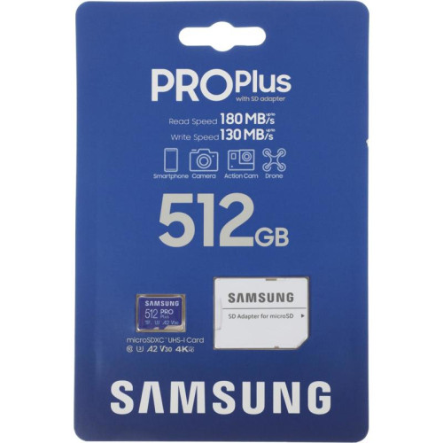 Флеш карта microSDXC 512GB Samsung MB-MD512SA Pro PLUS V30 + adapter