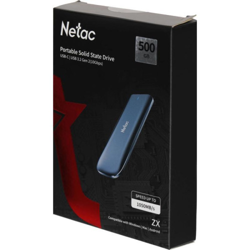 Твердотельный накопитель Netac USB-C 500Gb NT01ZX-500G-32BK ZX 1.8 Твердотельный накопитель Netac USB-C 500Gb NT01ZX-500G-32BK ZX 1.8
