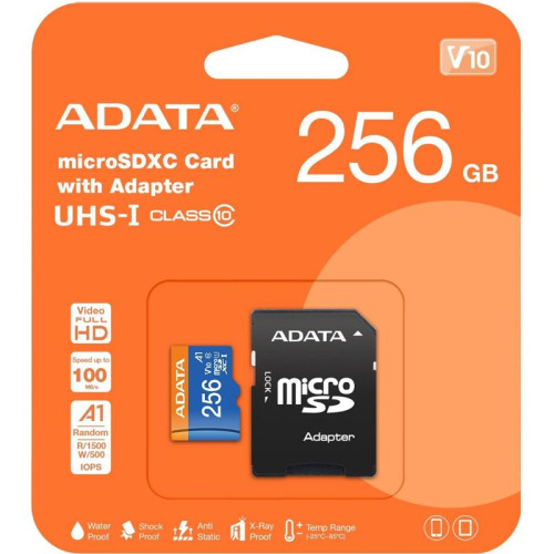 Флеш карта microSDXC 256GB A-Data AUSDX256GUICL10A1-RA1 Premier Pro + adapter
