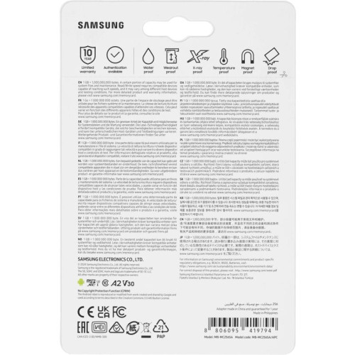 Флеш карта microSDXC 256GB Samsung MB-MC256SA EVO Plus + adapter