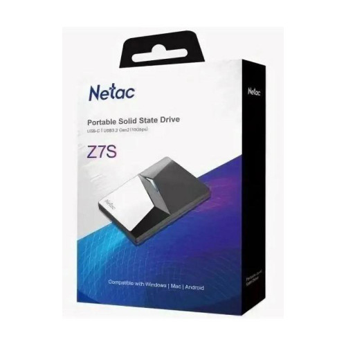 Накопитель SSD Netac USB-C 2000Gb NT01Z7S-002T-32BK Z7S 2.5