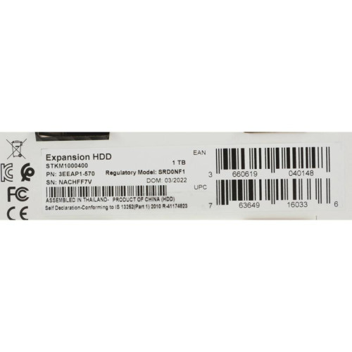 Жесткий диск Seagate USB 3.0 1Tb STKM1000400 Expansion Portable 2.5