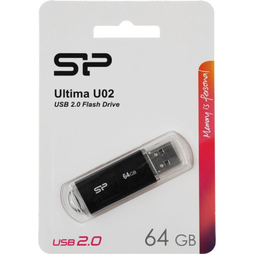 Флеш Диск Silicon Power 64Gb Ultima U02 SP064GBUF2U02V1K USB2.0 черный