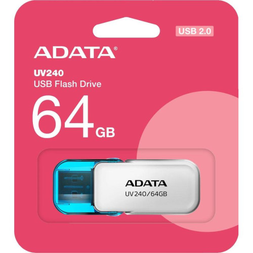 Флеш Диск A-Data 64GB UV240 AUV240-64G-RWH USB2.0 белый/голубой