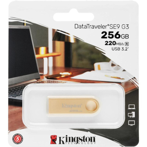 Флеш Диск Kingston 256GB DataTraveler SE9 DTSE9G3/256GB USB3.0 золотистый