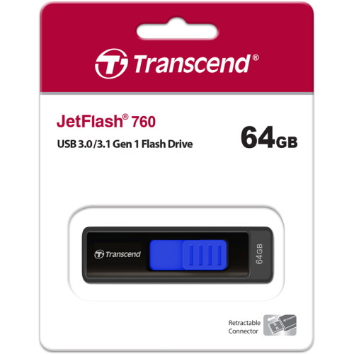 Флеш-накопитель/ Transcend 64GB JetFlash 760 (Black/Blue) USB 3.0