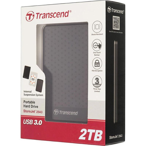 Жесткий диск Transcend USB 3.0 2Tb TS2TSJ25A3K StoreJet 25A3 2.5