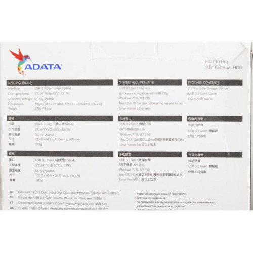 Жесткий диск A-Data USB 3.0 2Tb AHD710P-2TU31-CBK HD710Pro DashDrive Durable 2.5