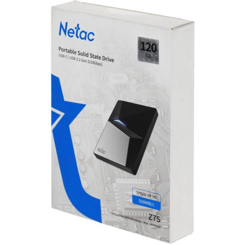 Накопитель SSD Netac USB-C 120Gb NT01Z7S-120G-32BK Z7S 2.5