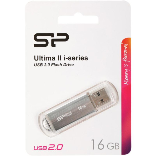 Флеш Диск Silicon Power 16Gb Ultima II-I Series SP016GBUF2M01V1S USB2.0 серебристый Флеш Диск Silicon Power 16Gb Ultima II-I Series SP016GBUF2M01V1S USB2.0 серебристый