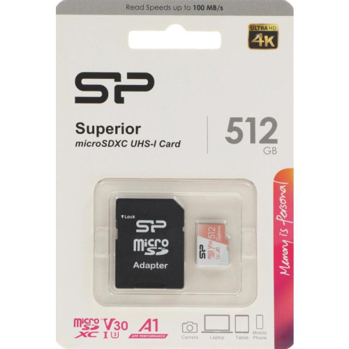 Флеш карта microSDXC 512GB Silicon Power SP512GBSTXDV3V20SP Superior + adapter