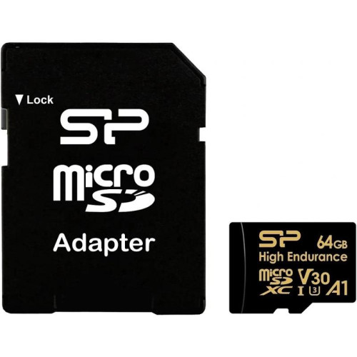 Флеш карта microSDXC 64GB Silicon Power SP064GBSTXDV3V1HSP High Endurance V30 A1 + adapter