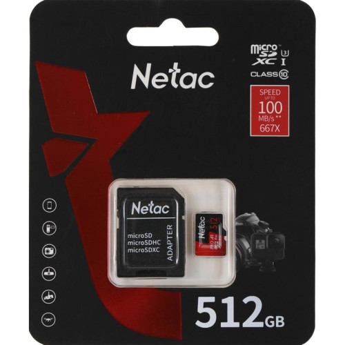 Флеш карта microSDXC 512GB Netac NT02P500PRO-512G-R P500 Extreme Pro + adapter